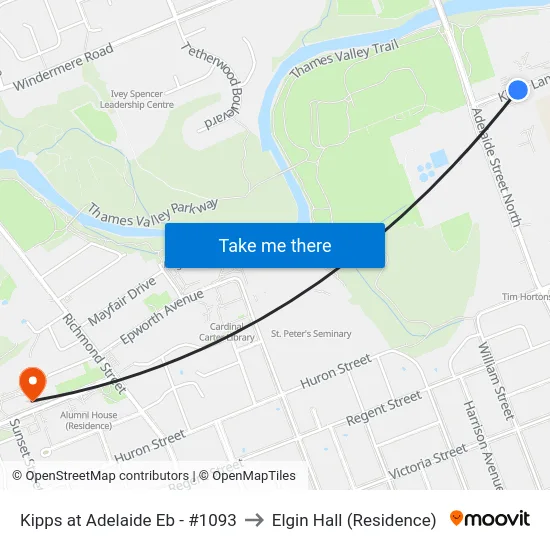 Kipps at Adelaide Eb - #1093 to Elgin Hall (Residence) map