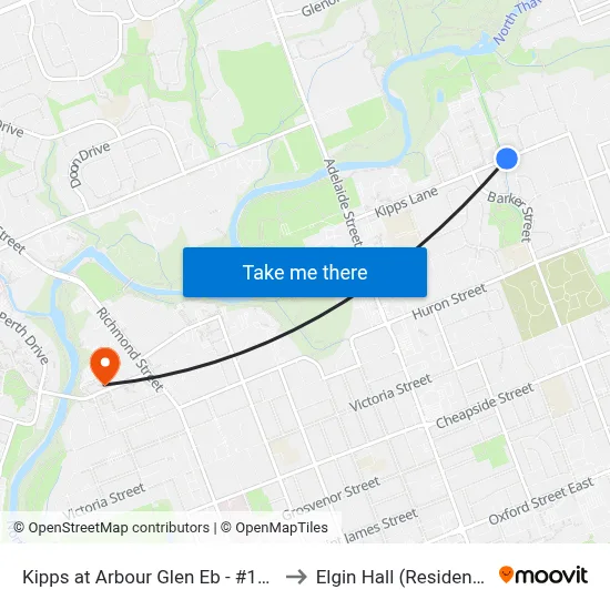 Kipps at Arbour Glen Eb - #1094 to Elgin Hall (Residence) map