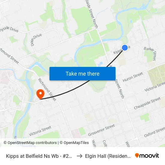 Kipps at Belfield Ns Wb - #2852 to Elgin Hall (Residence) map