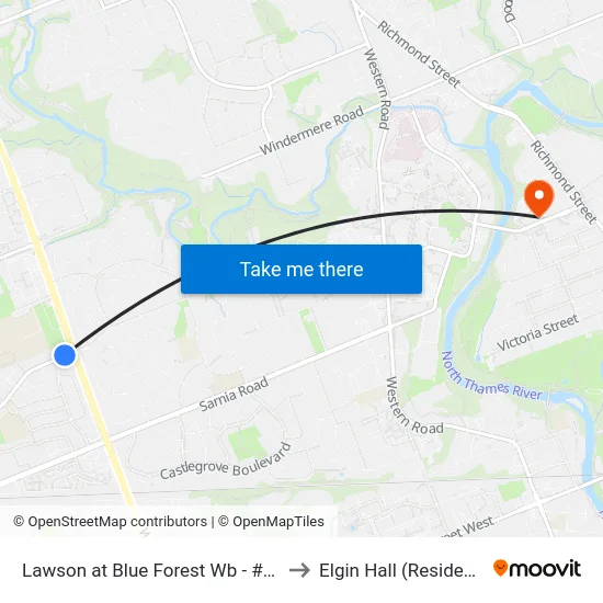Lawson at Blue Forest Wb - #2249 to Elgin Hall (Residence) map