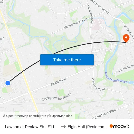 Lawson at Denlaw Eb - #1109 to Elgin Hall (Residence) map