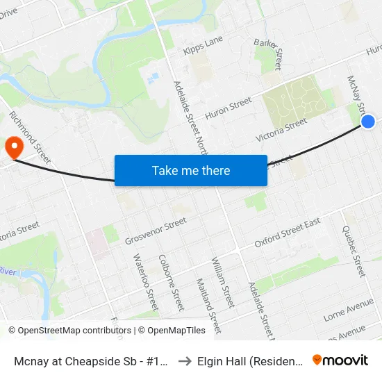 Mcnay at Cheapside Sb - #1155 to Elgin Hall (Residence) map