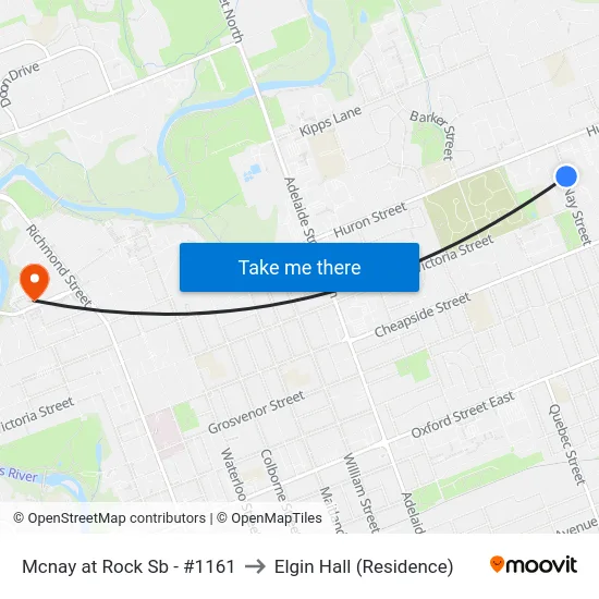 Mcnay at Rock Sb - #1161 to Elgin Hall (Residence) map