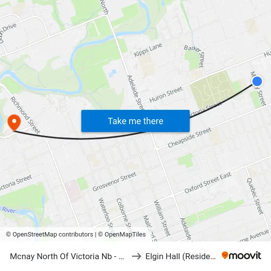 Mcnay North Of Victoria Nb - #1162 to Elgin Hall (Residence) map