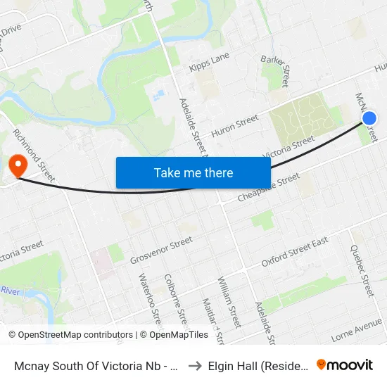 Mcnay South Of Victoria Nb - #1164 to Elgin Hall (Residence) map