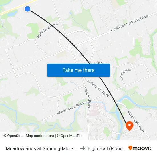 Meadowlands at Sunningdale Sb - #2855 to Elgin Hall (Residence) map