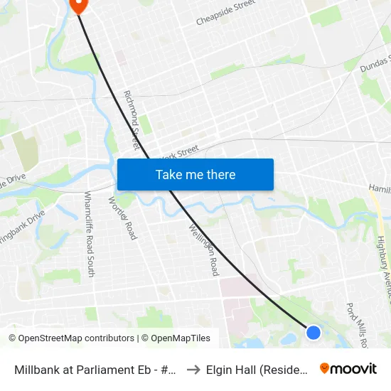 Millbank at Parliament Eb - #1186 to Elgin Hall (Residence) map