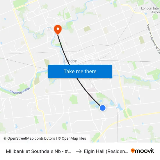 Millbank at Southdale Nb - #1188 to Elgin Hall (Residence) map