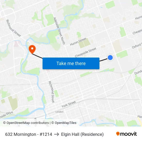 632 Mornington - #1214 to Elgin Hall (Residence) map