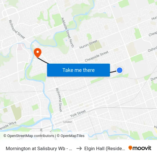 Mornington at Salisbury Wb - #1218 to Elgin Hall (Residence) map