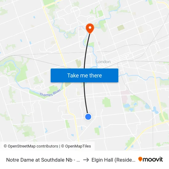 Notre Dame at Southdale Nb - #2591 to Elgin Hall (Residence) map