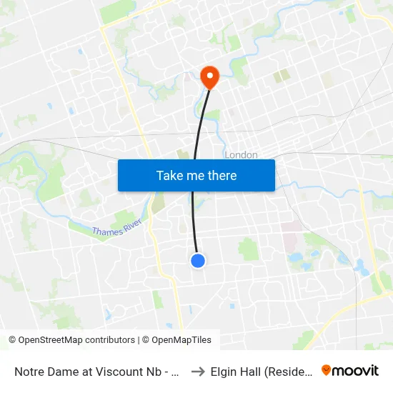 Notre Dame at Viscount Nb - #2592 to Elgin Hall (Residence) map