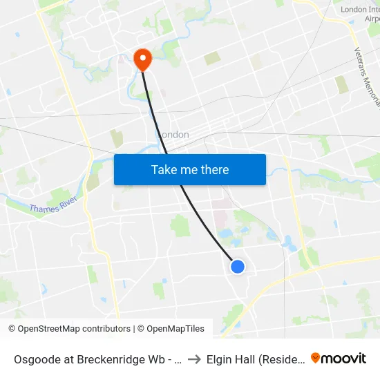 Osgoode at Breckenridge Wb - #1252 to Elgin Hall (Residence) map