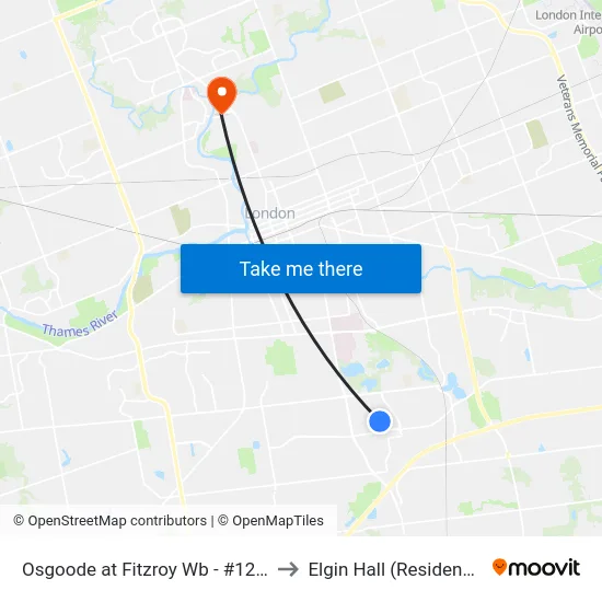 Osgoode at Fitzroy Wb - #1253 to Elgin Hall (Residence) map