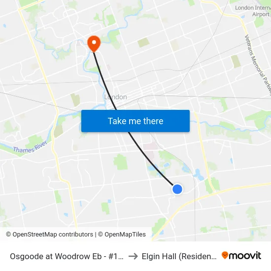 Osgoode at Woodrow Eb - #1258 to Elgin Hall (Residence) map