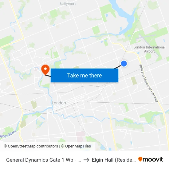 General Dynamics Gate 1 Wb - #1274 to Elgin Hall (Residence) map