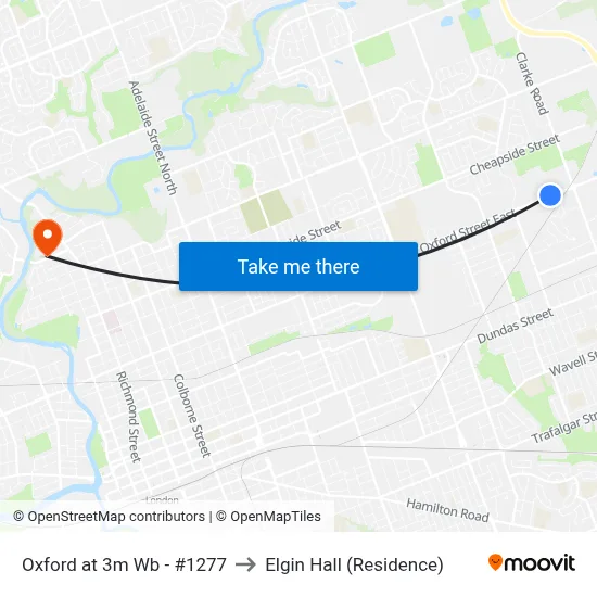 Oxford at 3m Wb - #1277 to Elgin Hall (Residence) map