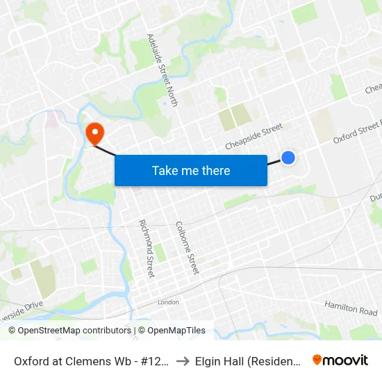 Oxford at Clemens Wb - #1279 to Elgin Hall (Residence) map