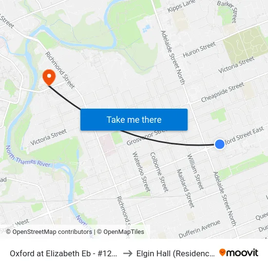 Oxford at Elizabeth Eb - #1285 to Elgin Hall (Residence) map