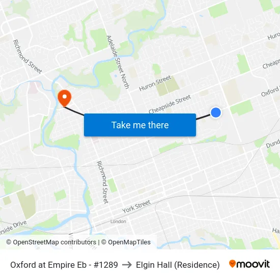 Oxford at Empire Eb - #1289 to Elgin Hall (Residence) map