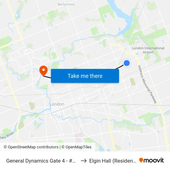 General Dynamics Gate 4 - #1300 to Elgin Hall (Residence) map