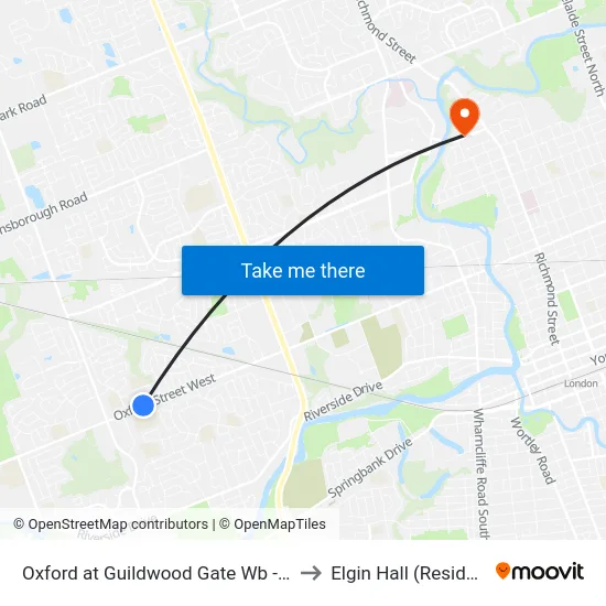 Oxford at Guildwood Gate Wb - #1306 to Elgin Hall (Residence) map