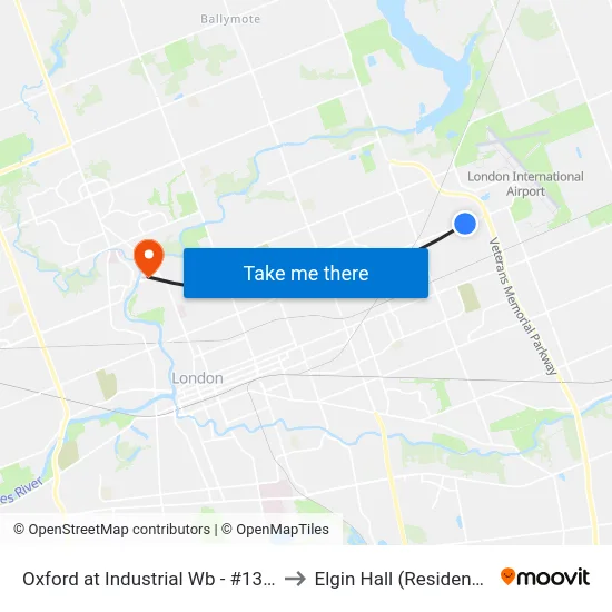 Oxford at Industrial Wb - #1314 to Elgin Hall (Residence) map