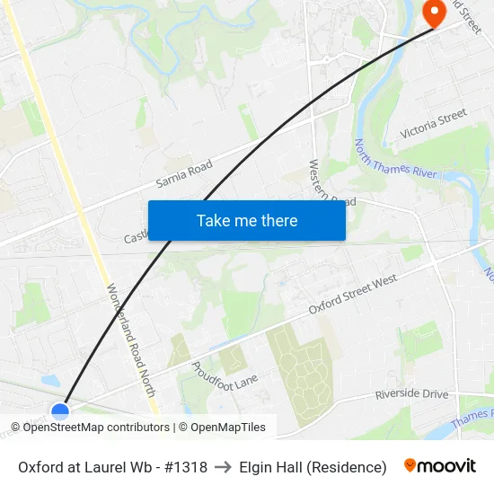 Oxford at Laurel Wb - #1318 to Elgin Hall (Residence) map