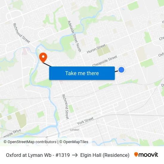 Oxford at Lyman Wb - #1319 to Elgin Hall (Residence) map