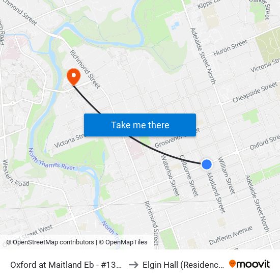 Oxford at Maitland Eb - #1320 to Elgin Hall (Residence) map