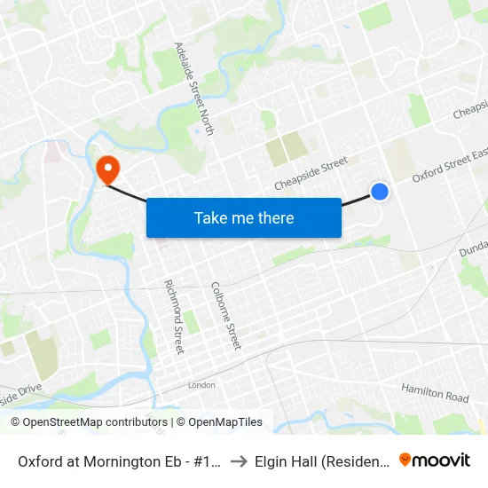 Oxford at Mornington Eb - #1322 to Elgin Hall (Residence) map