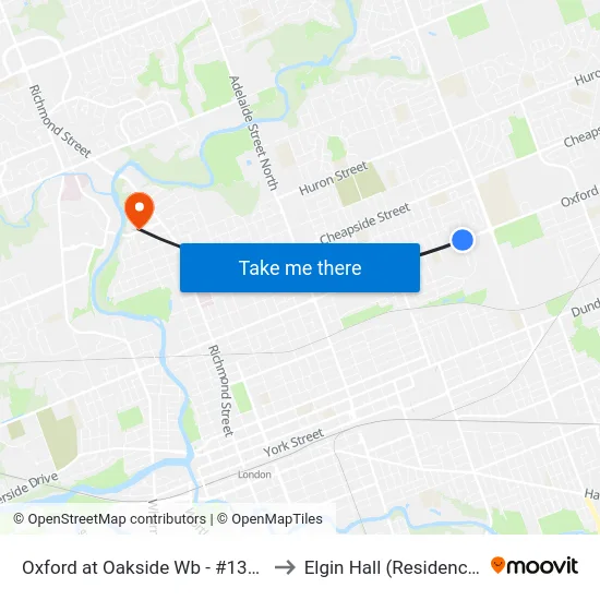 Oxford at Oakside Wb - #1323 to Elgin Hall (Residence) map
