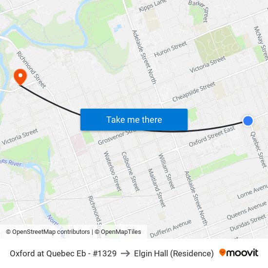 Oxford at Quebec Eb - #1329 to Elgin Hall (Residence) map