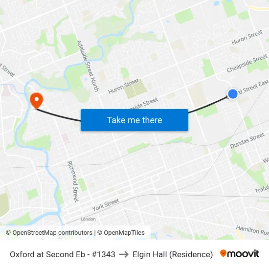Oxford at Second Eb - #1343 to Elgin Hall (Residence) map