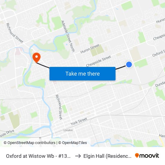 Oxford at Wistow Wb - #1362 to Elgin Hall (Residence) map