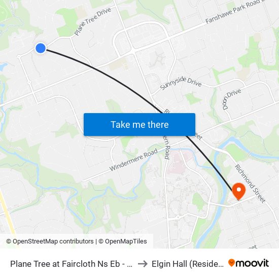 Plane Tree at Faircloth Ns Eb - #2863 to Elgin Hall (Residence) map