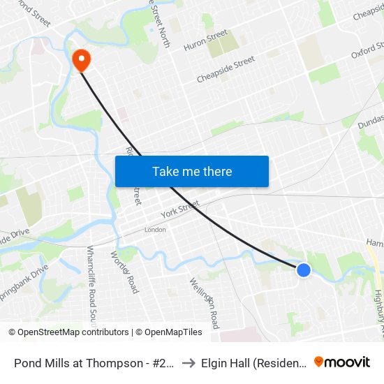 Pond Mills at Thompson - #2260 to Elgin Hall (Residence) map