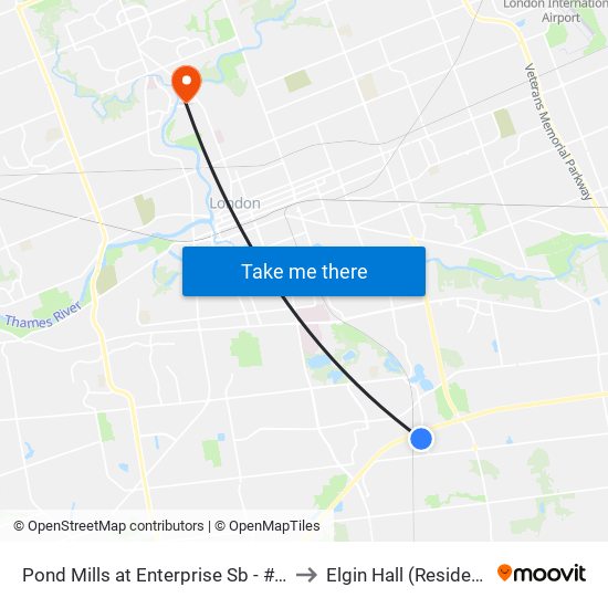 Pond Mills at Enterprise Sb - #1413 to Elgin Hall (Residence) map