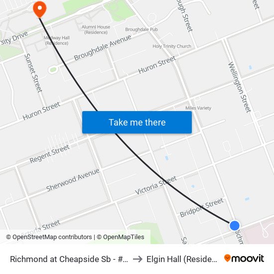 Richmond at Cheapside Sb - #1465 to Elgin Hall (Residence) map