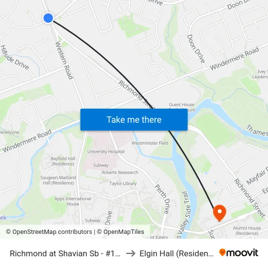 Richmond at Shavian Sb - #1508 to Elgin Hall (Residence) map
