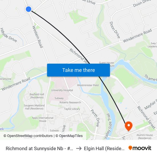 Richmond at Sunnyside Nb - #1511 to Elgin Hall (Residence) map