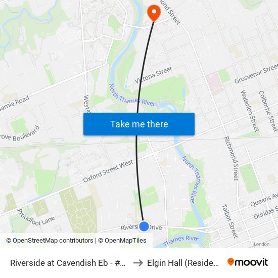 Riverside at Cavendish Eb - #1570 to Elgin Hall (Residence) map