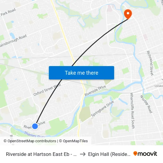 Riverside at Hartson East Eb - #1581 to Elgin Hall (Residence) map
