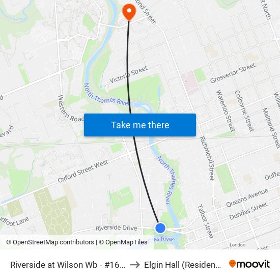 Riverside at Wilson Wb - #1603 to Elgin Hall (Residence) map