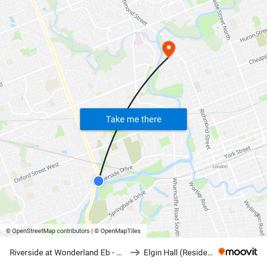 Riverside at Wonderland Eb - #1604 to Elgin Hall (Residence) map