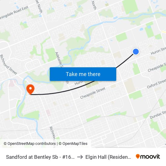 Sandford at Bentley Sb - #1620 to Elgin Hall (Residence) map