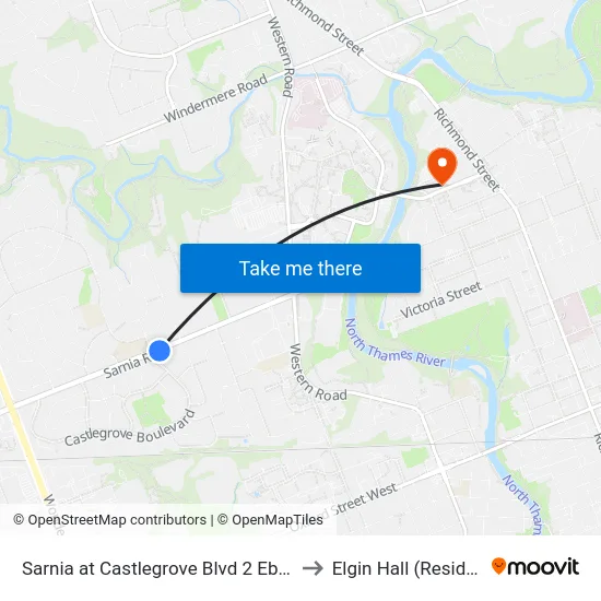 Sarnia at Castlegrove Blvd  2 Eb - #1639 to Elgin Hall (Residence) map