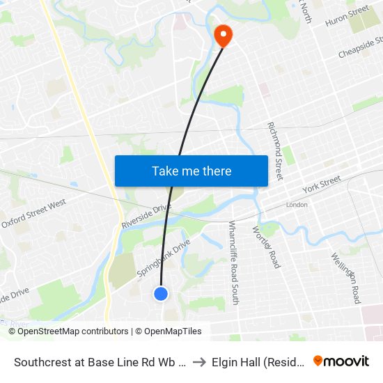 Southcrest at Base Line Rd Wb - #2764 to Elgin Hall (Residence) map