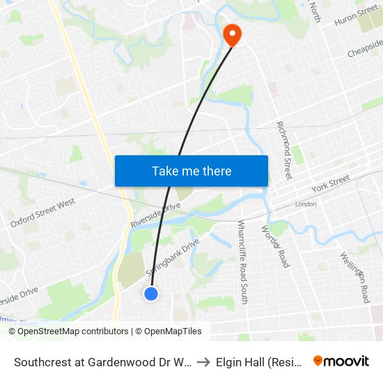 Southcrest at Gardenwood Dr Wb - #2766 to Elgin Hall (Residence) map