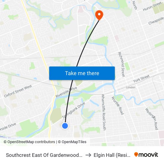 Southcrest East Of Gardenwood Eb - #2767 to Elgin Hall (Residence) map